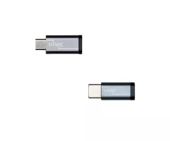 Set, USB C Stecker auf Micro Buchse + C Buchse auf Micro St. 2x USB Adapter, Alu, space grau, DINIC Box